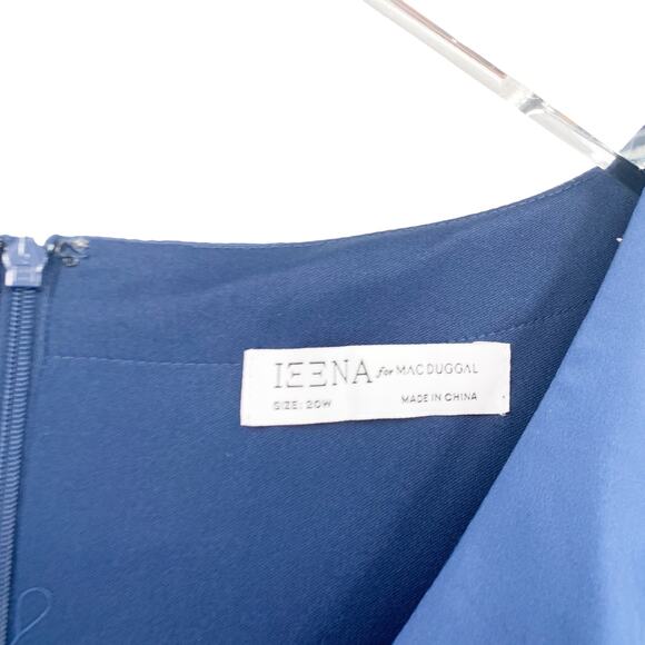 MAC DUGGAL Dress Size 20 / 20W Evening Gown Navy Blue NEW V Neck Pleated - Picture 3 of 6